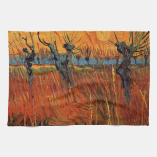Willows at Sunset by Vincent van Gogh Tea Towel