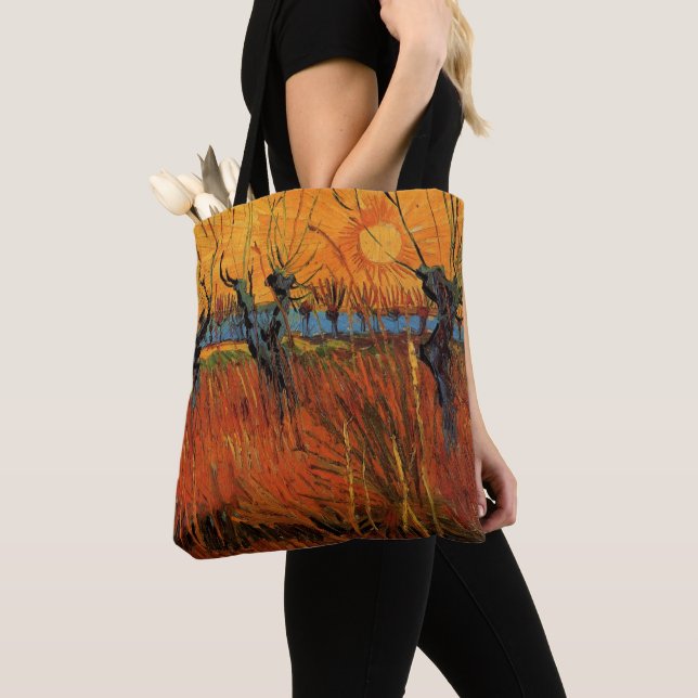 Willows at Sunset by Vincent van Gogh Tote Bag (Close Up)