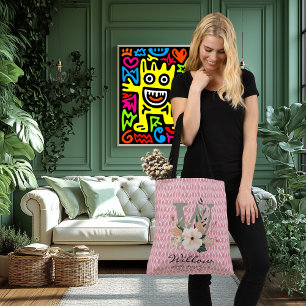 Willow's Graceful Strength - Boho Floral Monogram Crossbody Bag