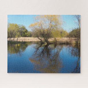 Willows Reeds and Pond in Spring Jigsaw Puzzle