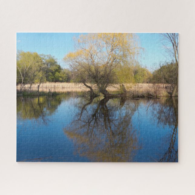 Willows Reeds and Pond in Spring Jigsaw Puzzle (Horizontal)