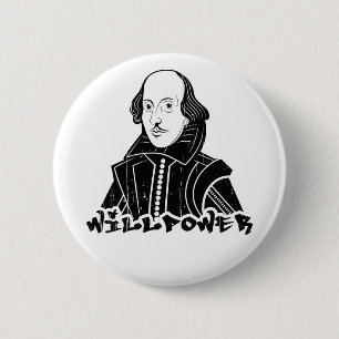 Willpower Will Shakespeare Portrait 6 Cm Round Badge
