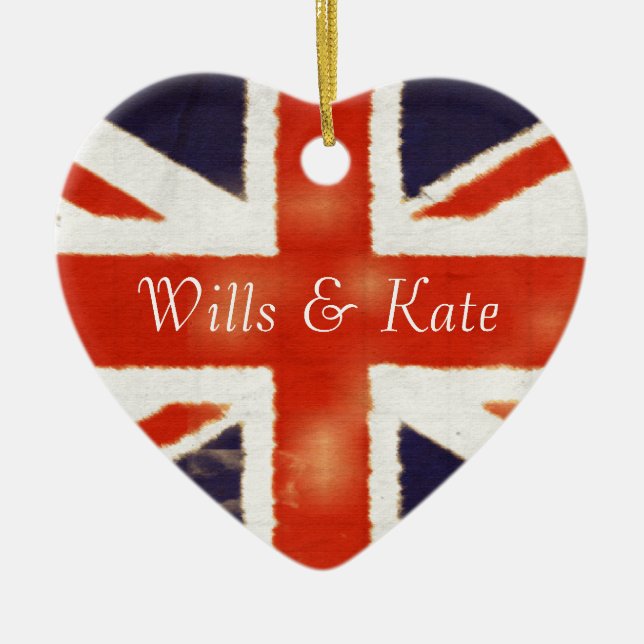 Wills and Kate Vintage Union Jack Ornament (Front)