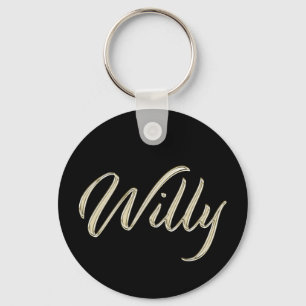 Willy Name whitegold Button Schlüsselanhänger Key Ring