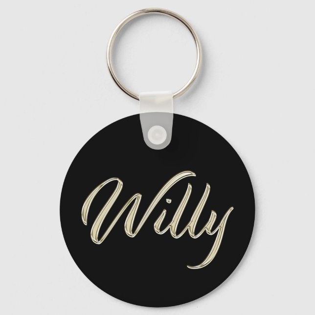 Willy Name whitegold Button Schlüsselanhänger Key Ring (Front)