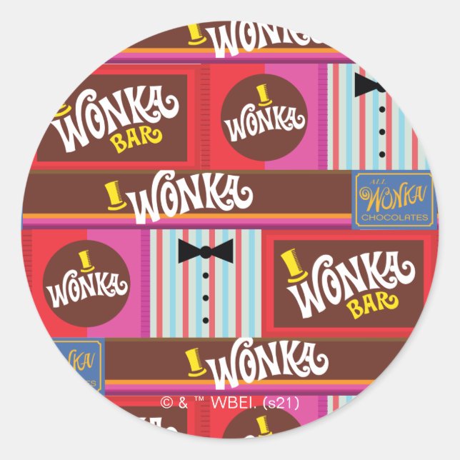 Willy Wonka Candy Pattern Classic Round Sticker (Front)