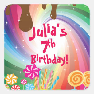 Willy Wonka Candyland Birthday Stickers