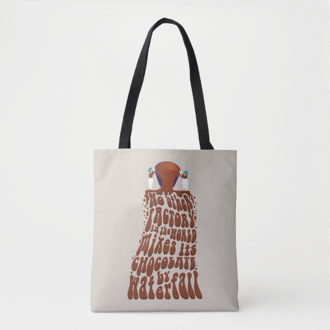 Willy Wonka Chocolate Waterfall Typography Tote Bag (Front)