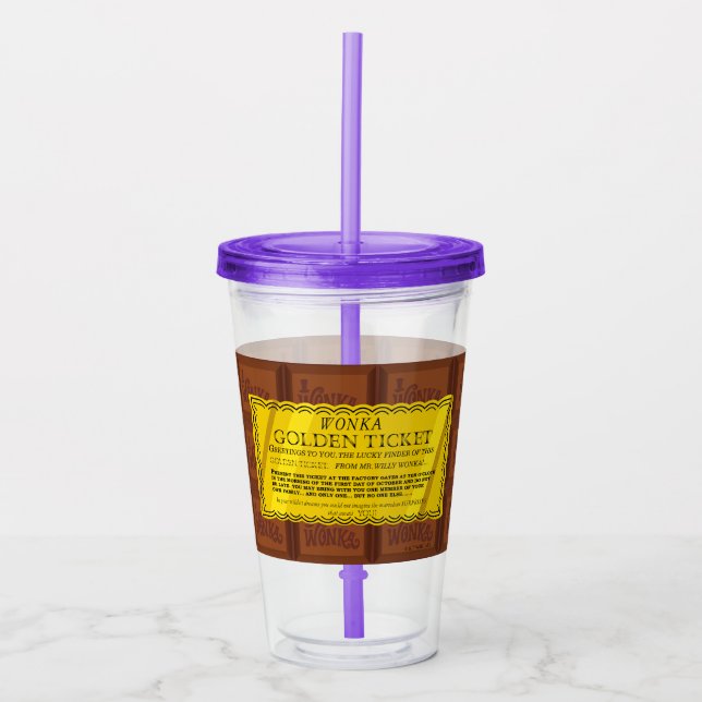 Willy Wonka Golden Ticket Acrylic Tumbler (Front)