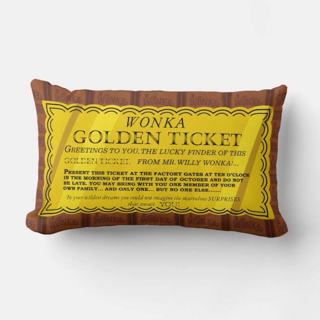 Willy Wonka Golden Ticket Lumbar Cushion (Front)
