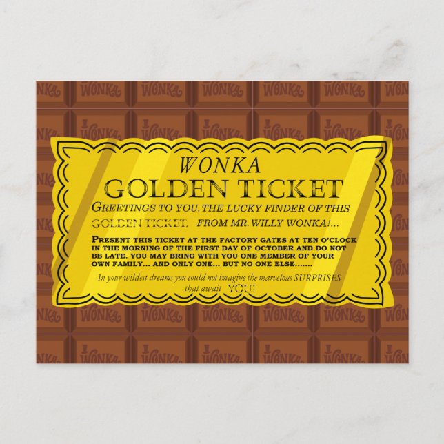 Willy Wonka Golden Ticket Postcard (Front)