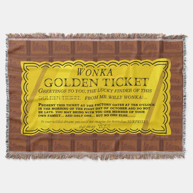 Willy Wonka Golden Ticket Throw Blanket (Front)