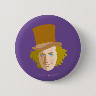Willy Wonka Stenciled Face Graphic 6 Cm Round Badge