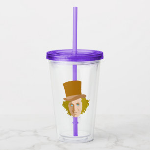 Willy Wonka Stenciled Face Graphic Acrylic Tumbler