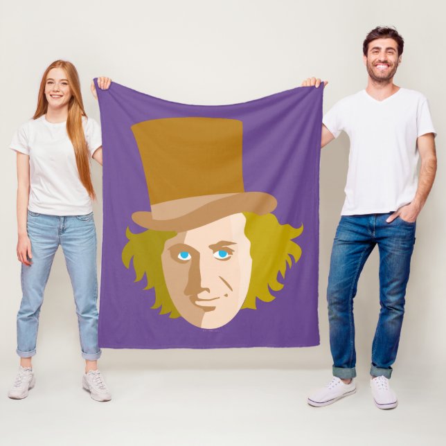 Willy Wonka Stenciled Face Graphic Fleece Blanket (In Situ)