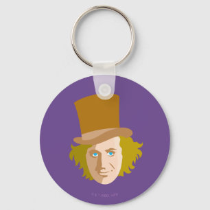 Willy Wonka Stenciled Face Graphic Key Ring