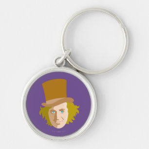 Willy Wonka Stenciled Face Graphic Key Ring