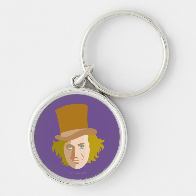 Willy Wonka Stenciled Face Graphic Key Ring (Front)