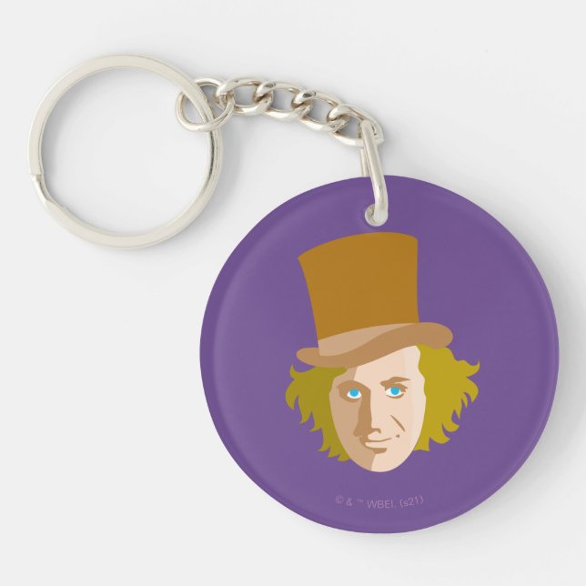 Willy Wonka Stenciled Face Graphic Key Ring (Front)