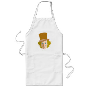 Willy Wonka Stenciled Face Graphic Long Apron