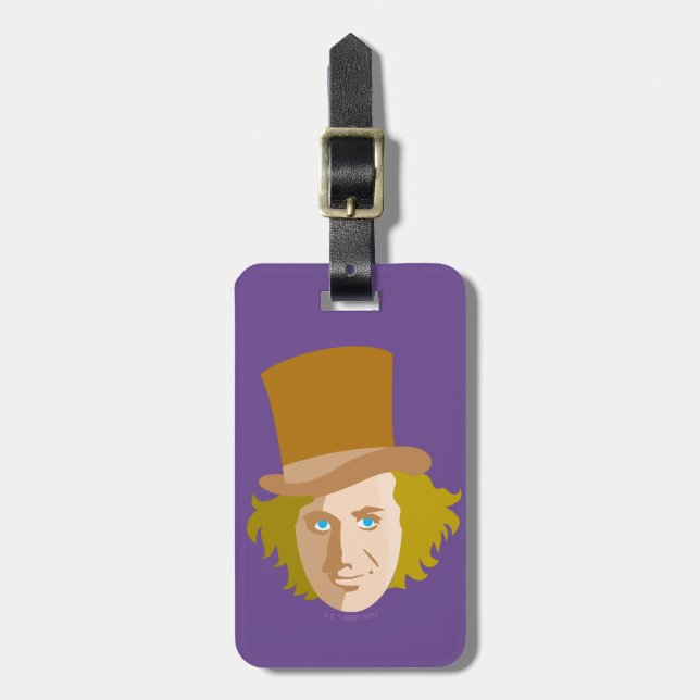 Willy Wonka Stenciled Face Graphic Luggage Tag (Front Vertical)