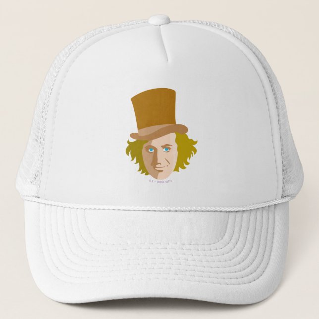 Willy Wonka Stenciled Face Graphic Trucker Hat (Front)