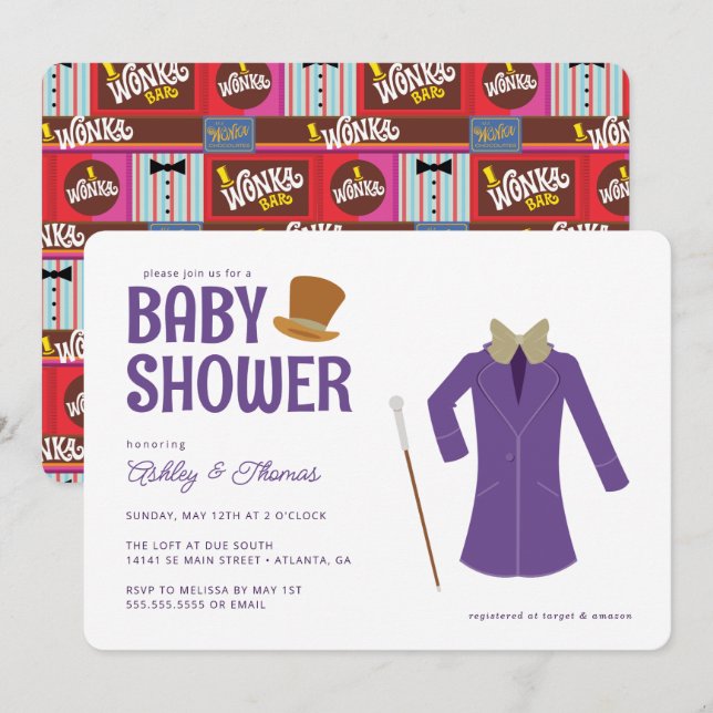 Willy Wonka & the Chocolate Factory Baby Shower Invitation (Front/Back)