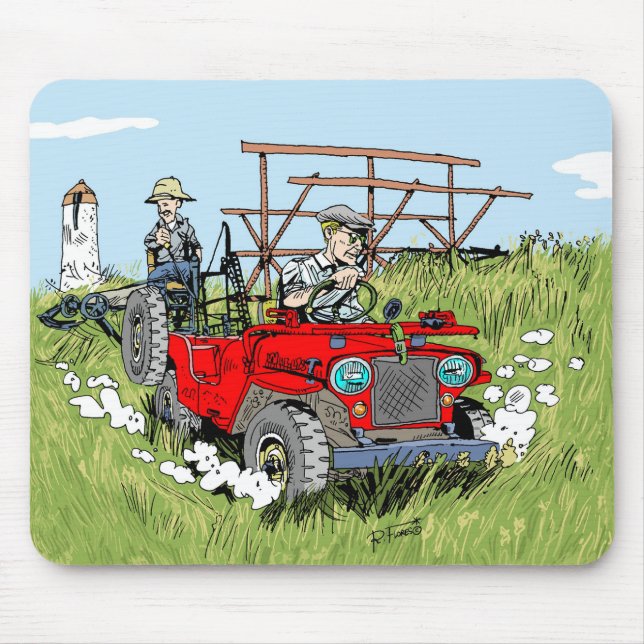Willys rug jeep CJ2A Mouse Mat (Front)