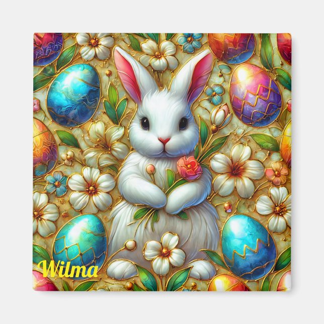 WILMA ~ Easter Bunny and Eggs ~  Magnet (Front)