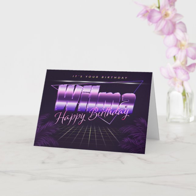 Wilma Name First name lila retro card Birthday (Orchid)
