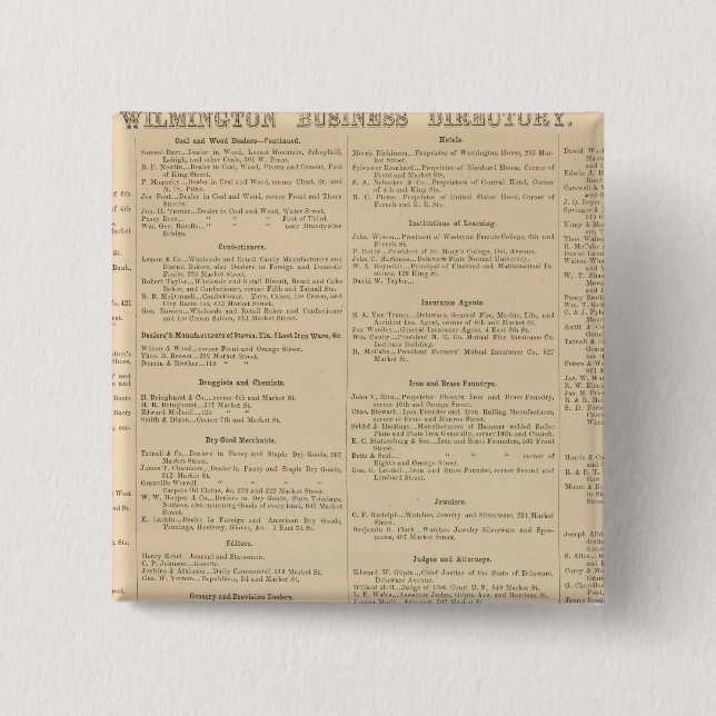 Wilmington Delaware business directory 15 Cm Square Badge (Front)