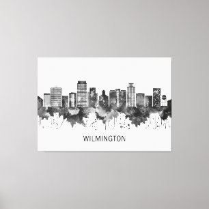 Wilmington Delaware Skyline BW Canvas Print