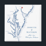 Wilmington Delaware Wedding Favour Magnet<br><div class="desc">Quick and Easy ordering! These Wilmington Delaware map magnets make great Delaware wedding favours to include in your Wilmington destination wedding welcome bags. Move the heart by clicking "Edit Using design tool" under "Personalise". Featuring a map of Chesapeake Bay with Artwork by Coastal Map Designs</div>