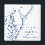 Wilmington Delaware Wedding Favour Magnet<br><div class="desc">Quick and Easy ordering! These Wilmington Delaware map magnets make great Delaware wedding favours to include in your Wilmington destination wedding welcome bags. Move the heart by clicking "Edit Using design tool" under "Personalise". Featuring a map of Chesapeake Bay with Artwork by Coastal Map Designs</div>