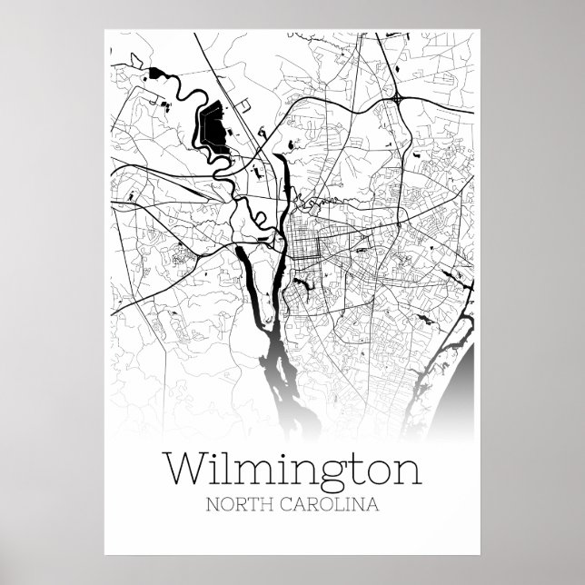 Wilmington Map - North Carolina - City Map Poster (Front)