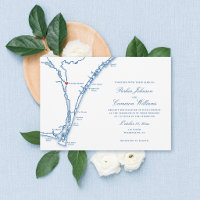 Wilmington NC Map Elegant Navy Blue Wedding