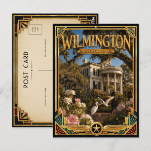 Wilmington North Carolina Vintage Art Deco Golden Postcard