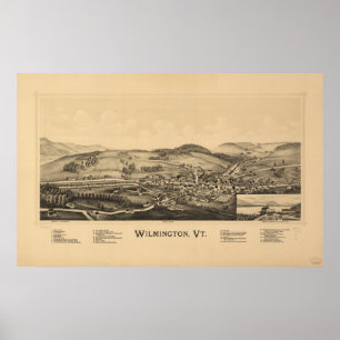 Wilmington Vermont 1891 Antique Panoramic Map Poster