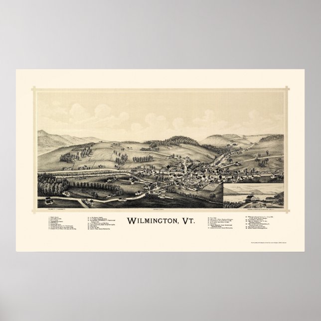 Wilmington, VT Panoramic Map - 1891 Poster (Front)