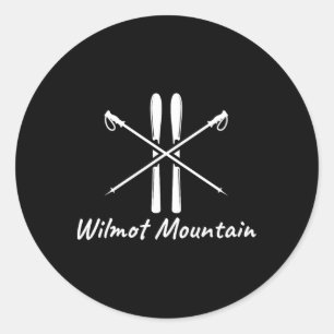 Wilmot Mountain Illinois Ski Skiing Poles Winter V Classic Round Sticker