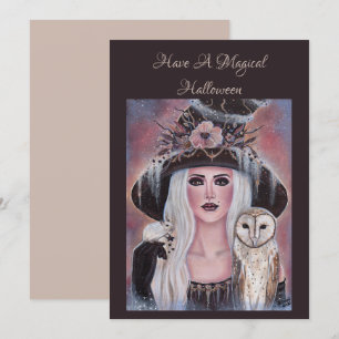 Wilona Witch with owl and mouse by Renee Lavoie Invitation