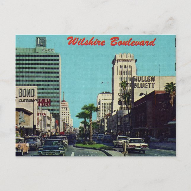 Wilshire Boulevard, Los Angeles, California 1960s  Postcard (Front)