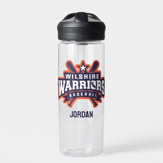 Wilshire Warriors Baseball League Logo Water Bottle (Front)