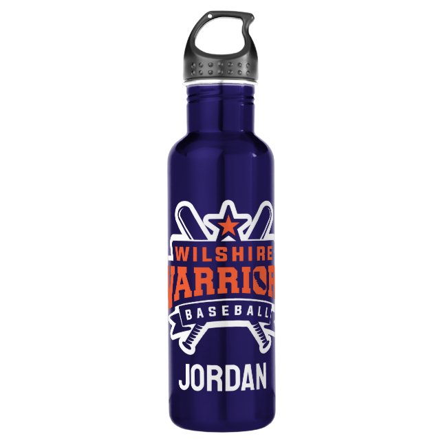Wilshire Warriors Baseball League White Logo 710 Ml Water Bottle (Front)