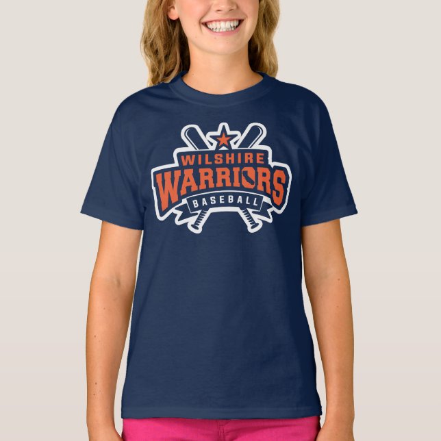 Wilshire Warriors Baseball League White Logo T-Shirt (Front)