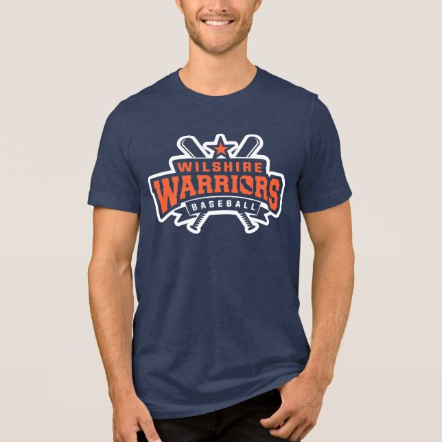 Wilshire Warriors Baseball League White Logo Tri-Blend Shirt (Front)