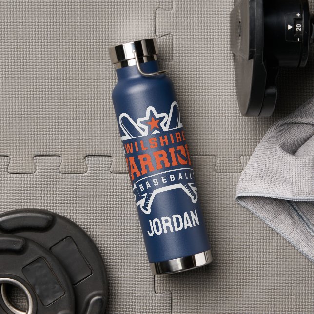 Wilshire Warriors Baseball League White Logo Water Bottle (Gym)