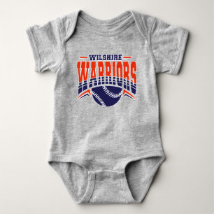 Wilshire Warriors Navy Baseball Logo Baby Bodysuit