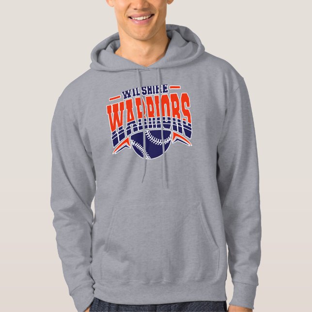 Wilshire Warriors Navy Baseball Logo Hoodie (Front)
