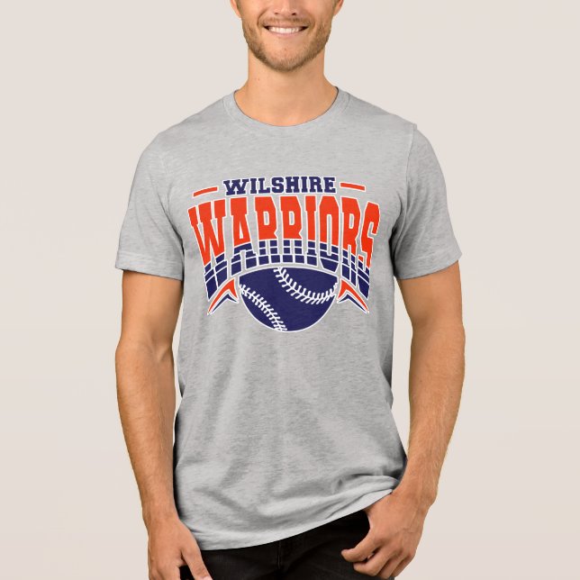 Wilshire Warriors Navy Baseball Logo Tri-Blend Shirt (Front)